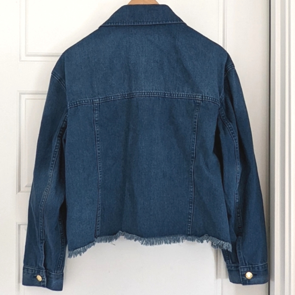New Distressed Frayed Denim Jacket M Grunge Indie Sleaze Streetwear Festival - Picture 6 of 6